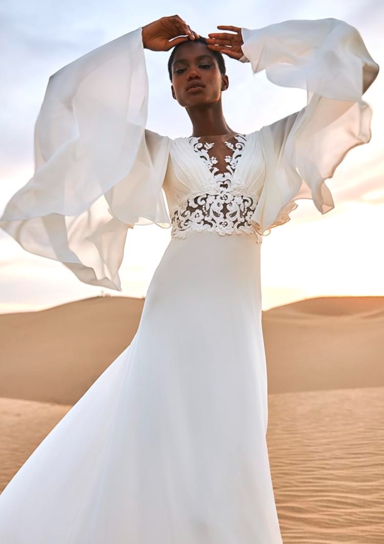 Obrázek ženy se svatebními šaty Danakil od značky Pronovias